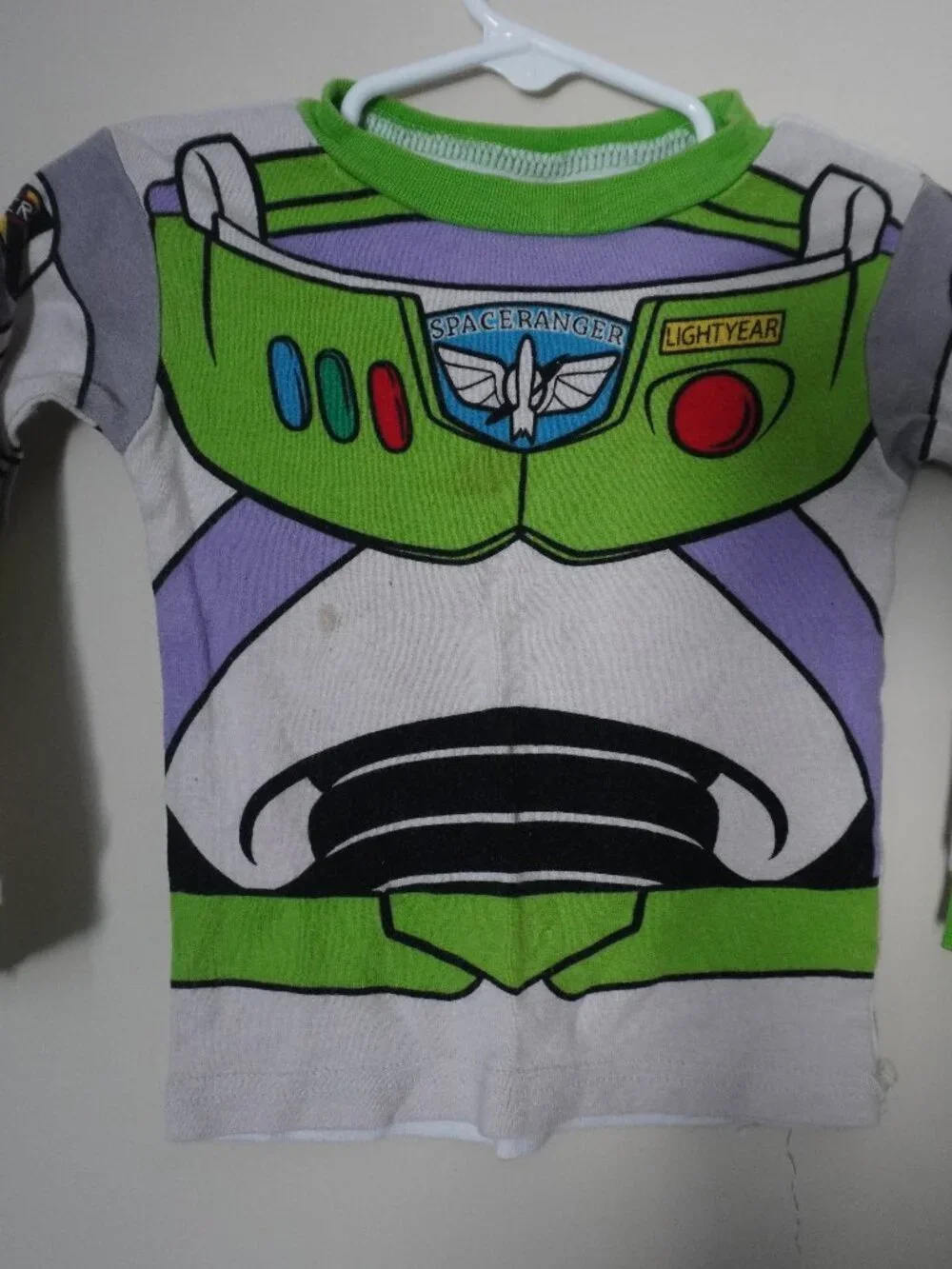 Disney Buzz Lightyear Green Purple White Pajama Top